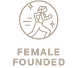 Logo with a stylized walking figure inside a circle above the text 'FEMALE FOUNDED'